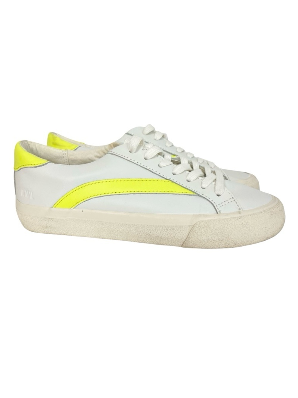 Madewell Sidewalk Low Top Leather Sneakers Womens Size 5.5 White Neon Skater